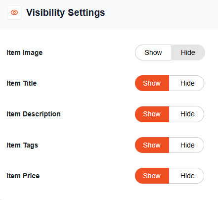 Visibility Settings panel