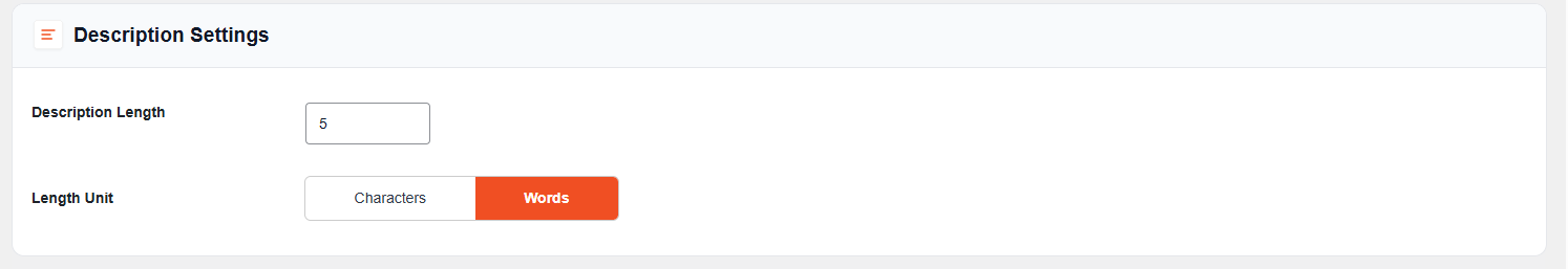 Words length setting
